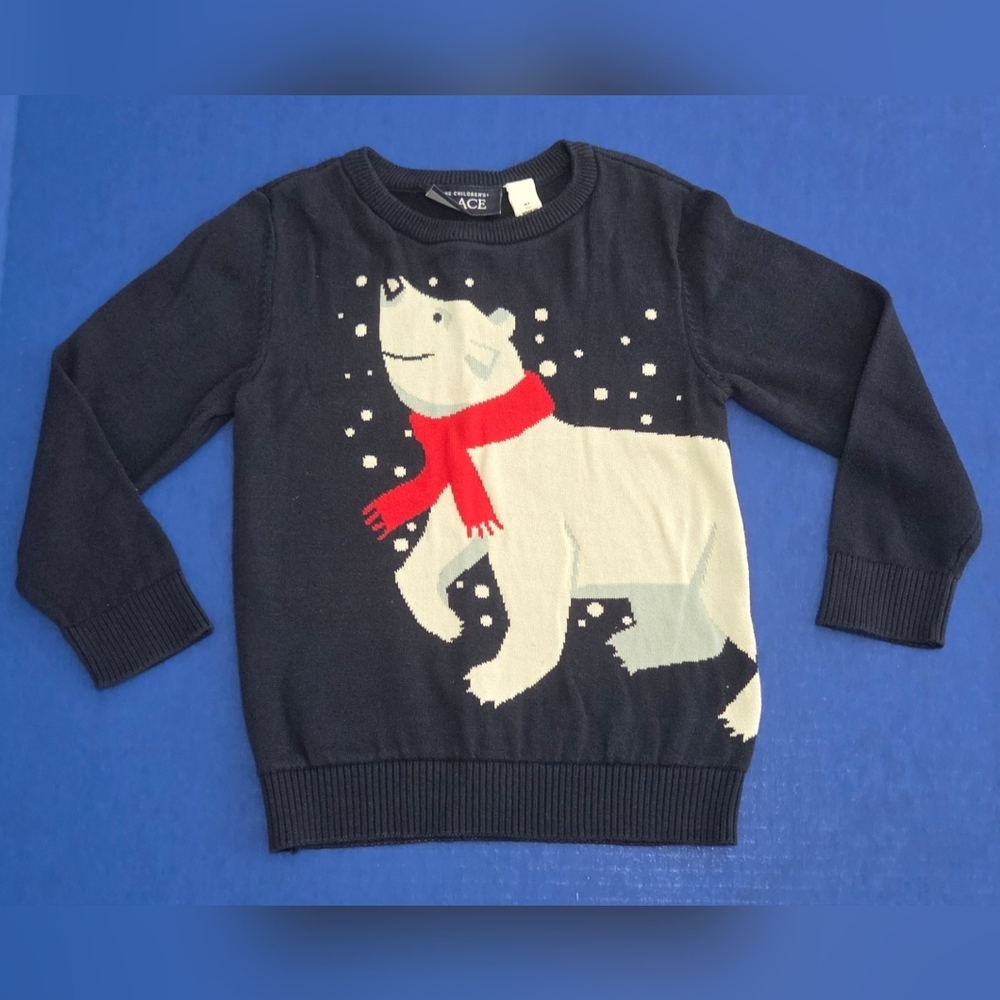 The Children's Place Black Sweater with Polar Bear Design